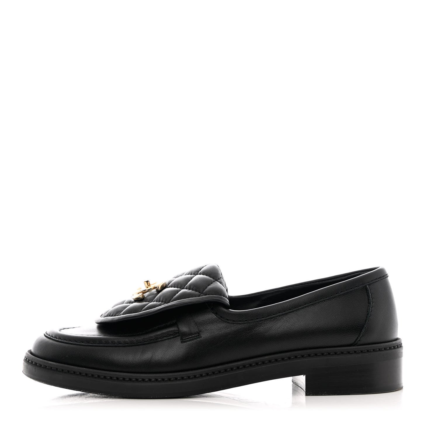 Lambskin Quilted CC Turnlock Loafers 38 Black