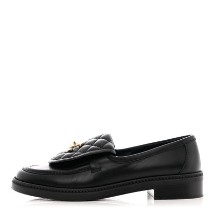 Chanel Lambskin Quilted CC Turnlock Loafers 38 Black 1 of 12