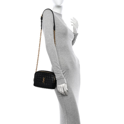 Saint Laurent Lambskin Carre Quilted Cassandre Mini Camera Bag Black 2 of 11
