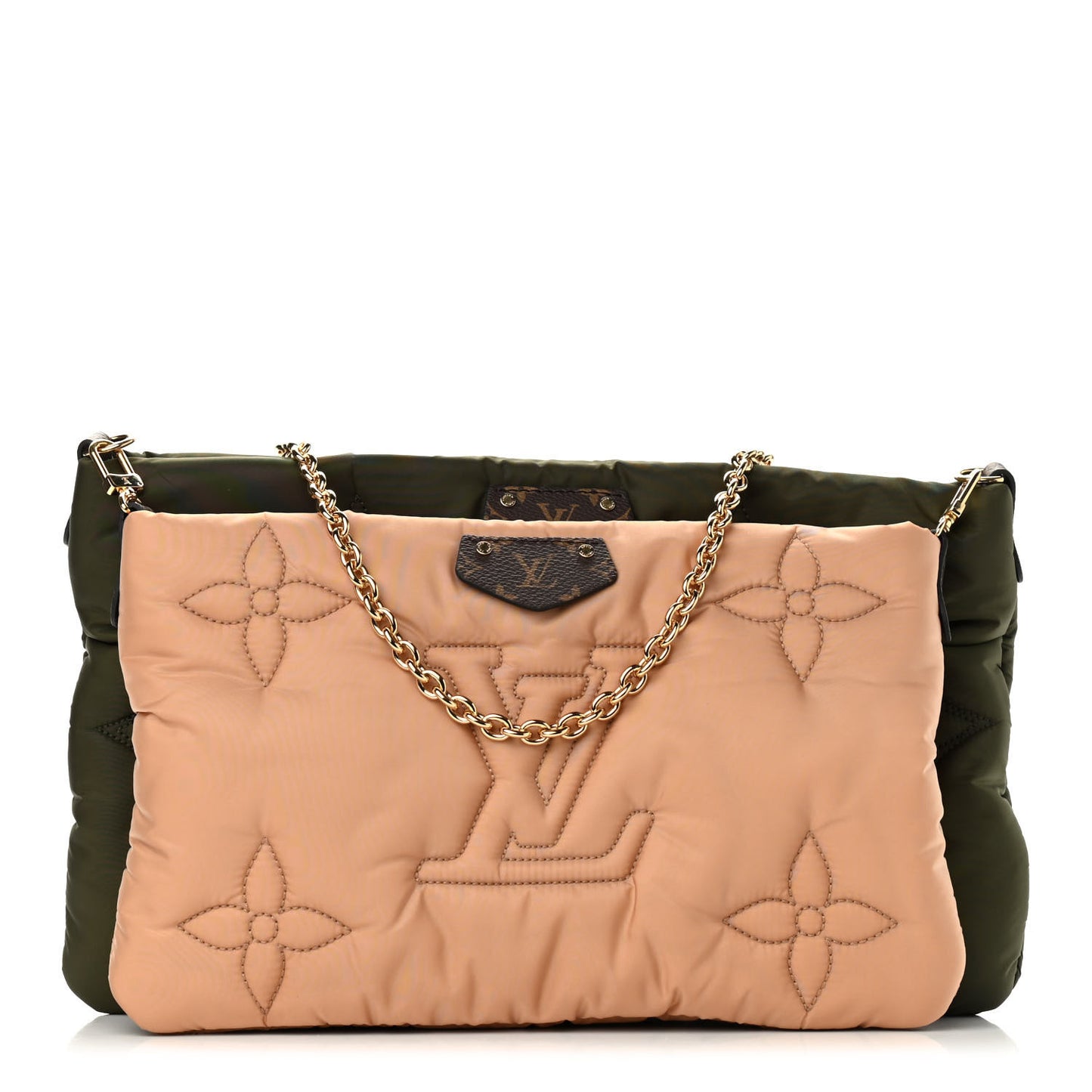 Econyl Monogram Pillow Maxi Multi Pochette Accessories Kaki Beige