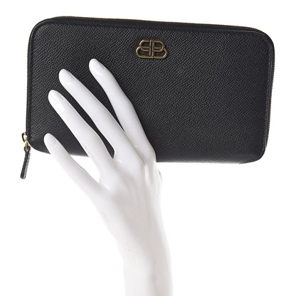 Balenciaga Grained Calfskin BB Continental Zip Around Wallet Black 2 of 6