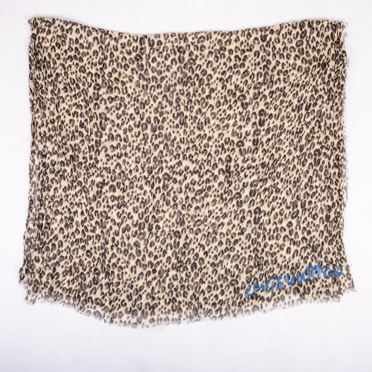 Louis Vuitton Cashmere Silk Leopard Stole Beige 3 of 7