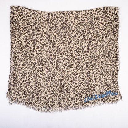Louis Vuitton Cashmere Silk Leopard Stole Beige 3 of 7