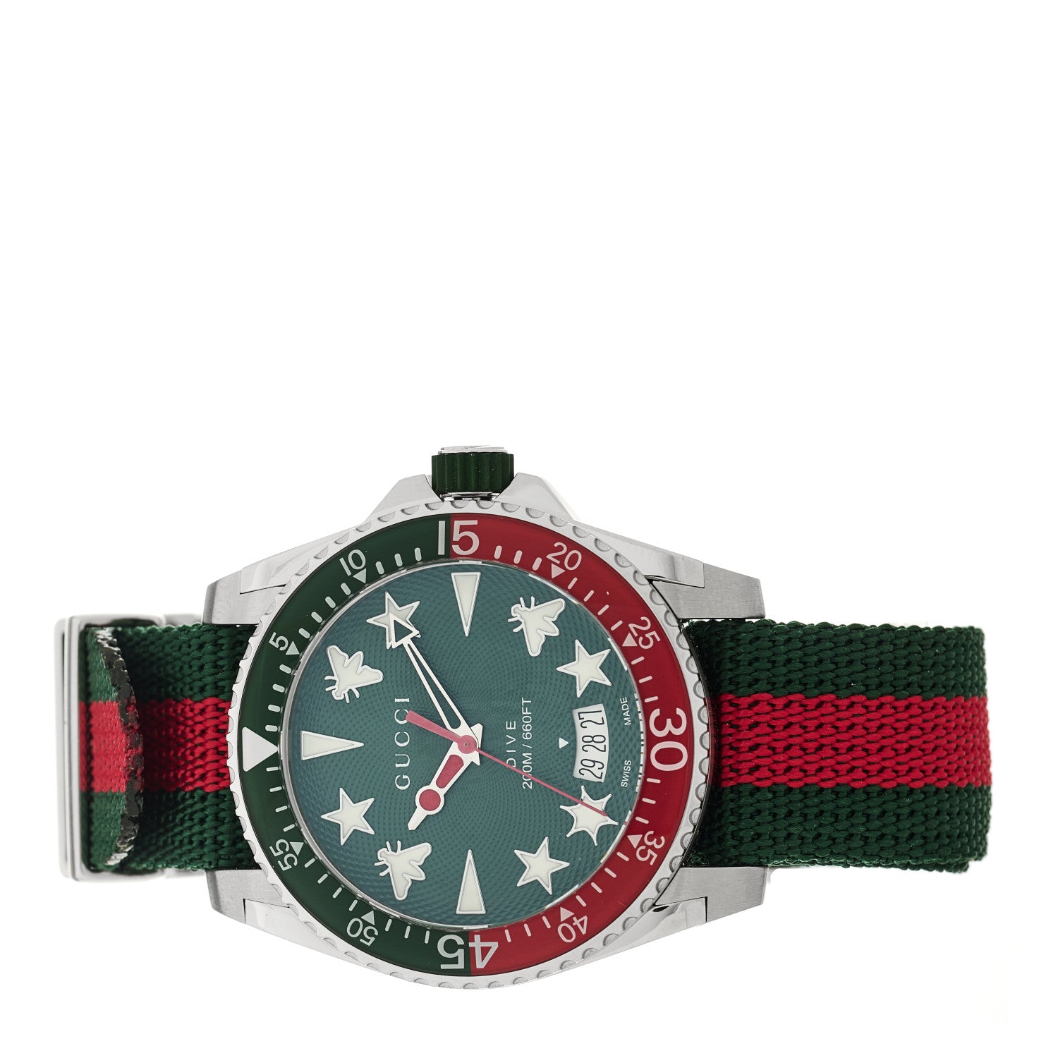 Gucci Stainless Steel Nylon 40mm Dive Quartz Watch Green 2 of 4
