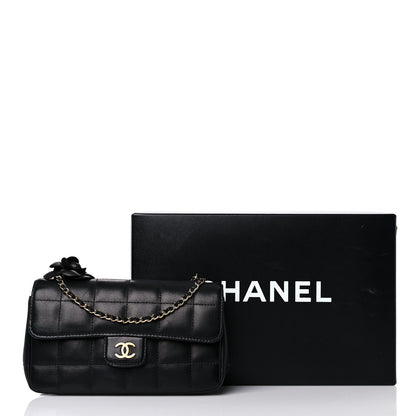Chanel Lambskin Quilted Mini Chocolate Bar Camellia Flap Black 14 of 14