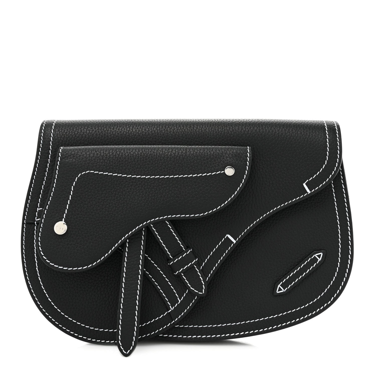 Christian Dior X KAWS Grained Calfskin Saddle Pouch Black 1 of 8
