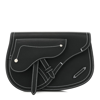Christian Dior X KAWS Grained Calfskin Saddle Pouch Black 1 of 8