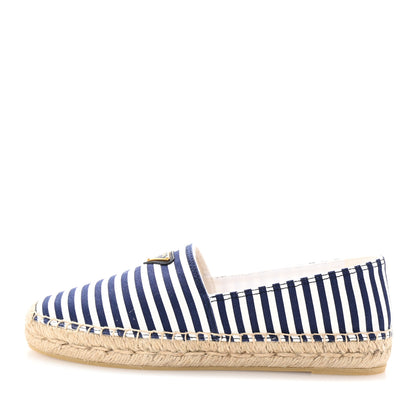 Prada Canvas Striped Triangle Logo Saint Tropez Espadrilles 39 White Blue 1 of 10