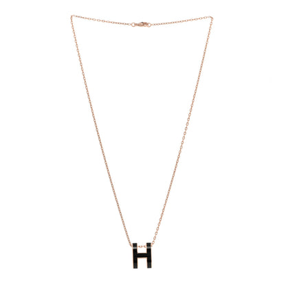 Hermes Lacquered Rose Gold Pop H Pendant Necklace Black 3 of 6