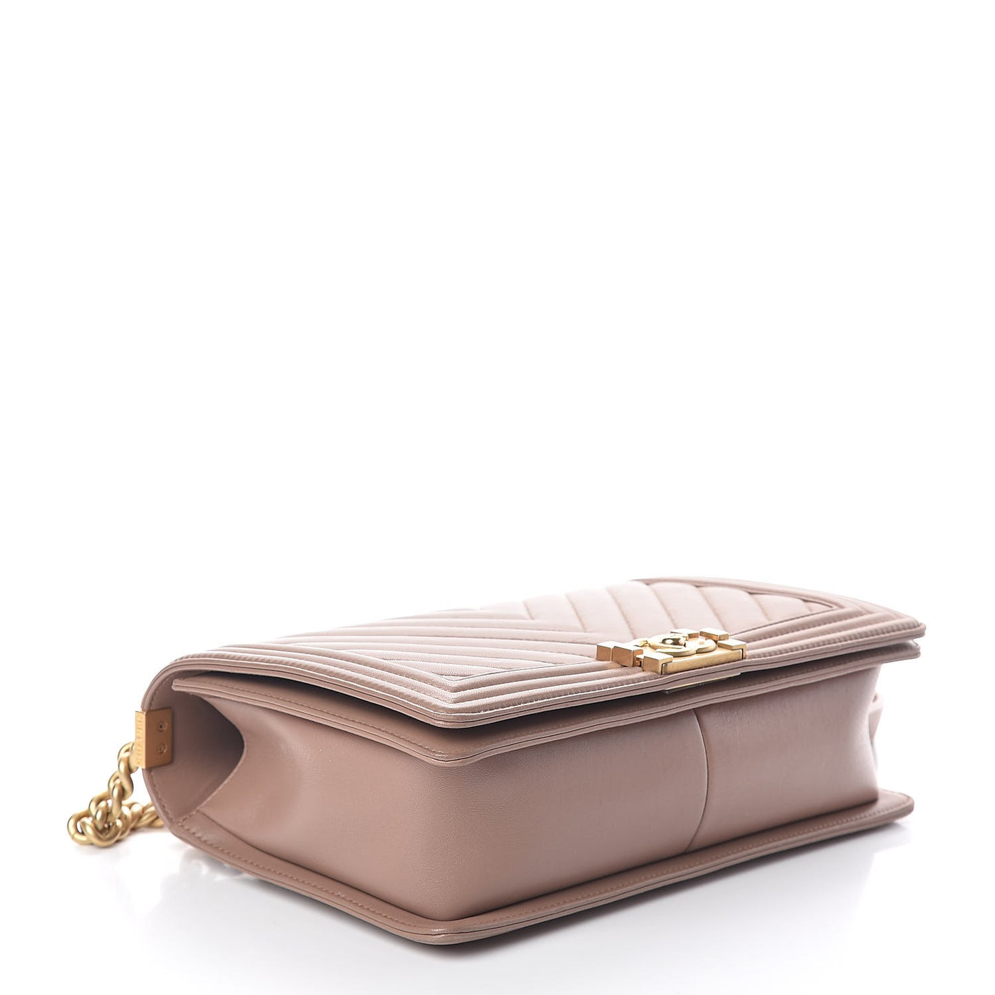 Lambskin Chevron Quilted New Medium Boy Flap Beige