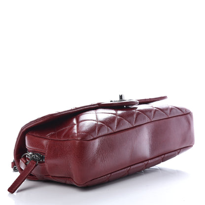 Chanel Glazed Calfskin Quilted Medium Duo Color Flap Dark Red 4 of 9