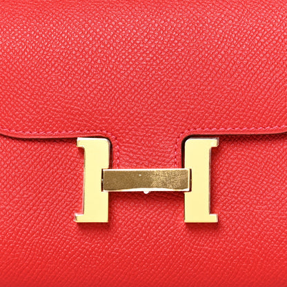 Hermes Epsom Constance Short Wallet Rouge Casaque 9 of 11