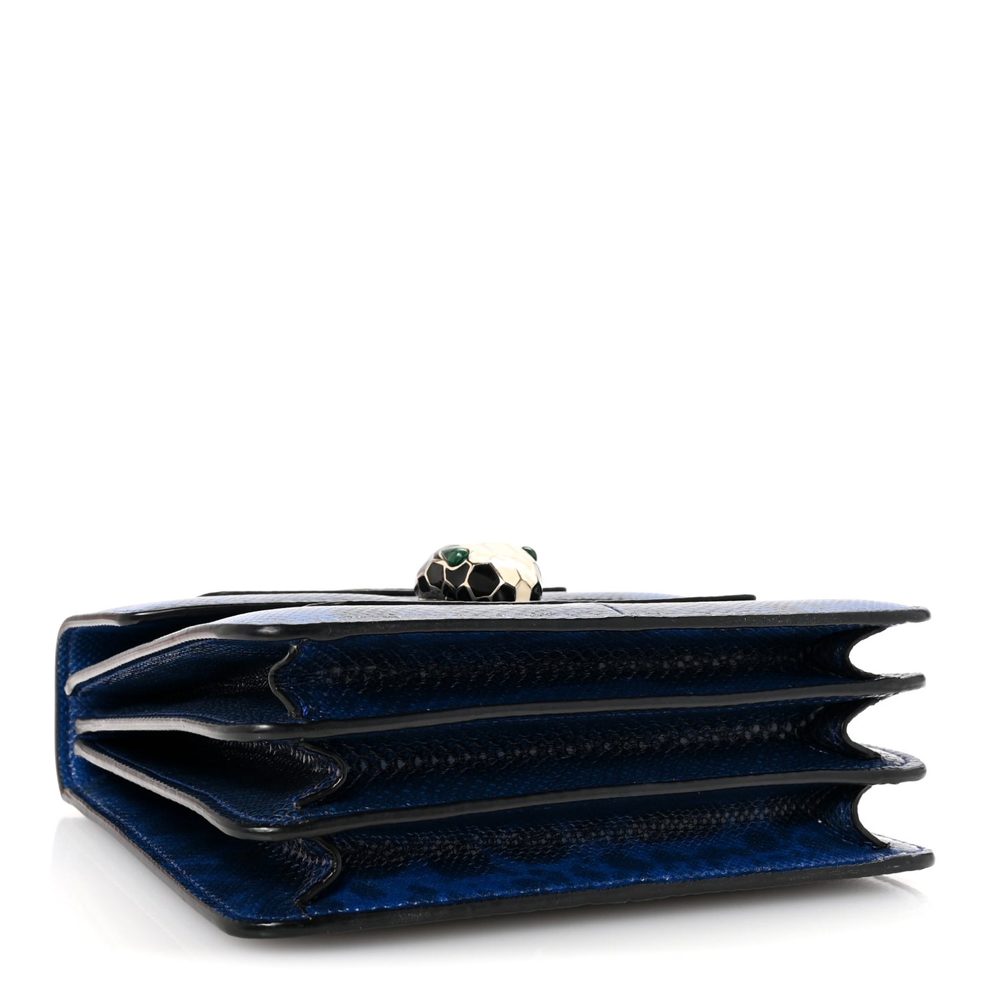 Shiny Karung Serpenti Forever Top Handle Dark Blue