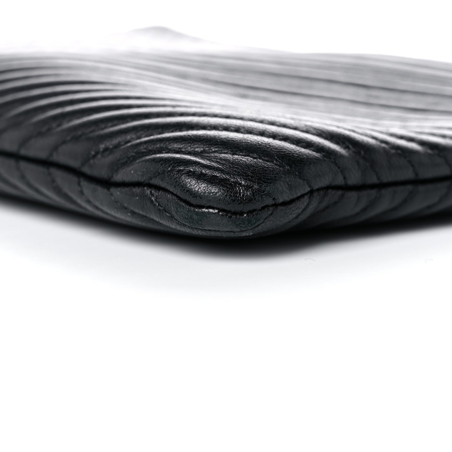 Calfskin Chevron Medium Boy Cosmetic Case Black