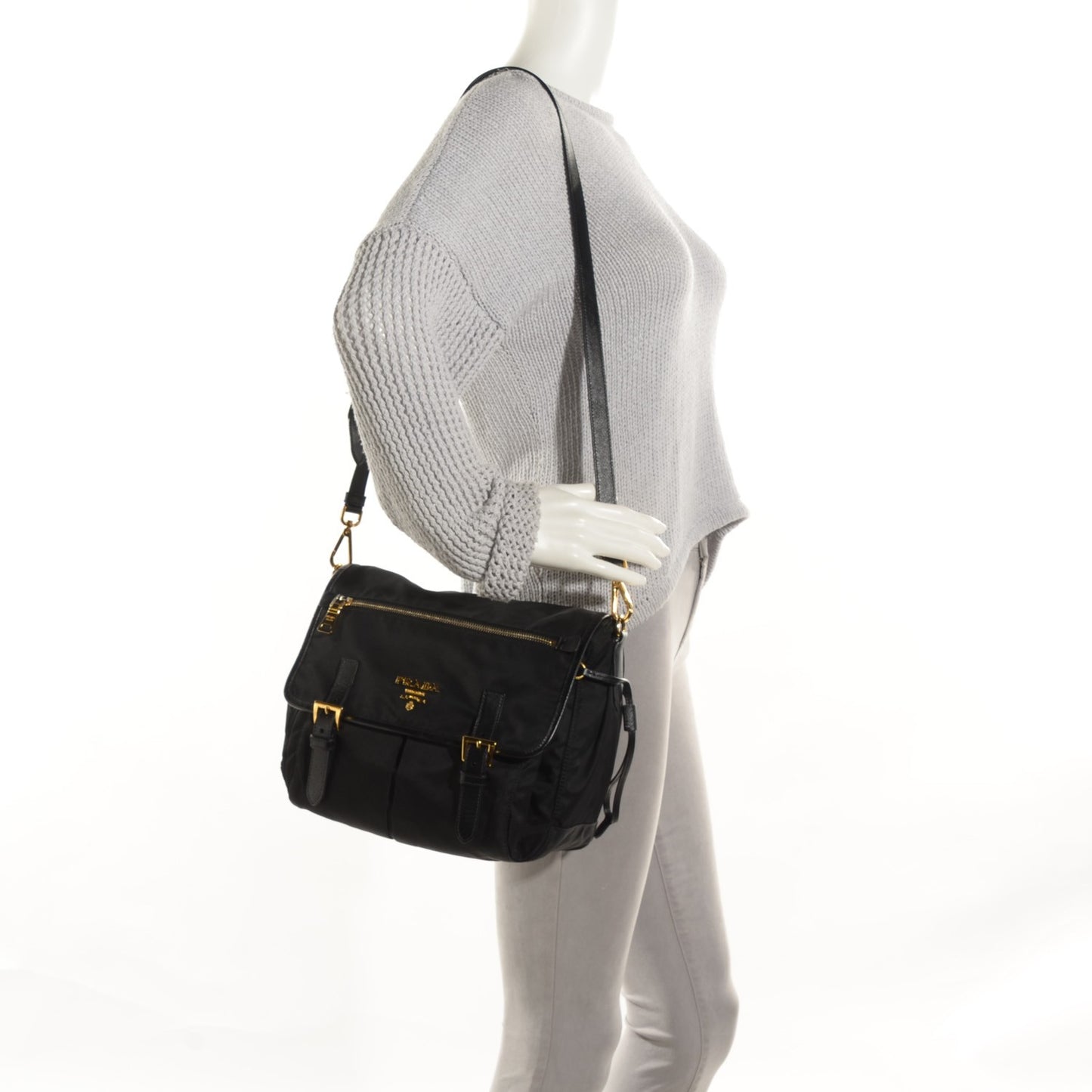 Tessuto Nylon Messenger Bag Nero Black