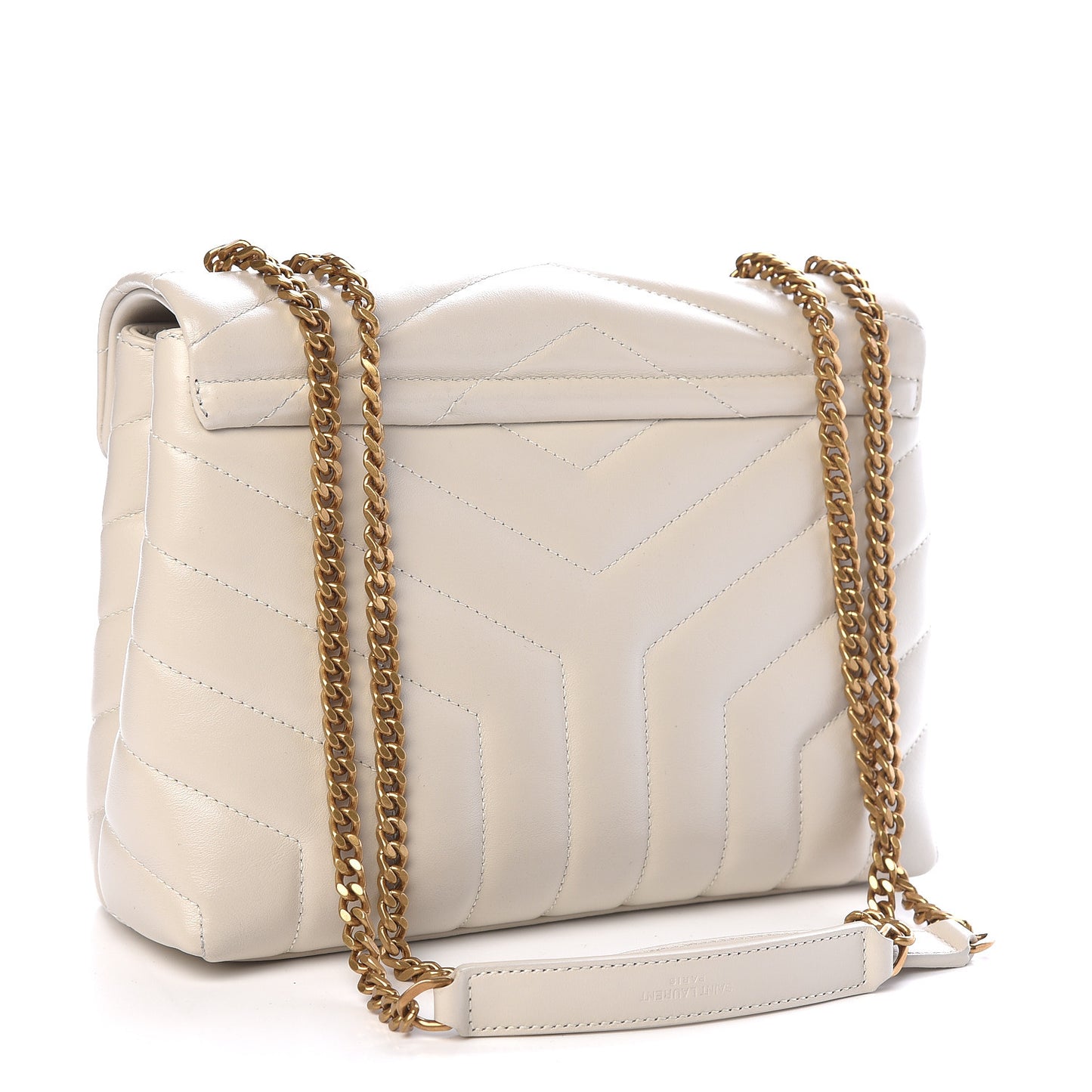Calfskin Y Quilted Monogram Small Loulou Chain Satchel Ivory