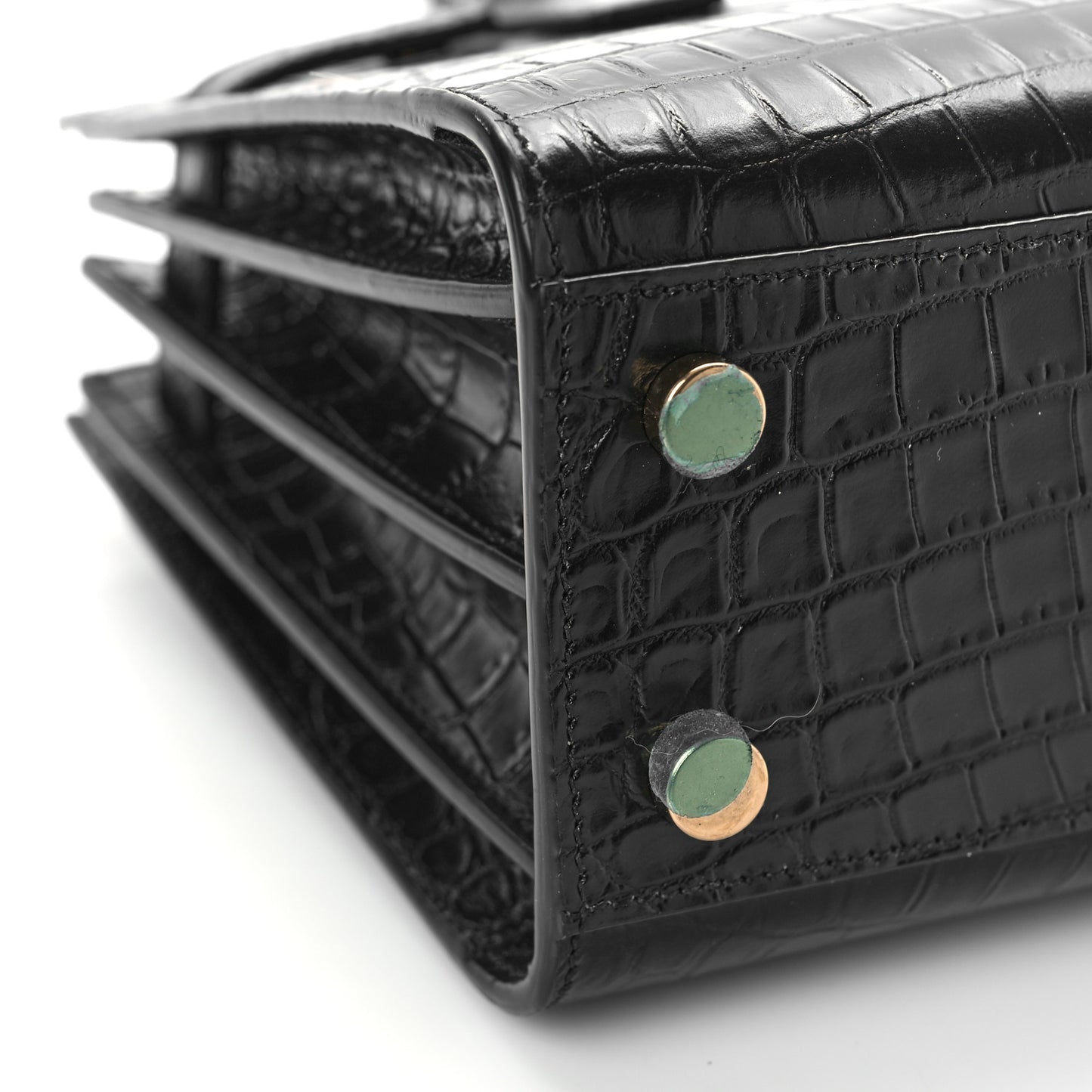 Calfskin Crocodile Embossed Nano Sac De Jour Black