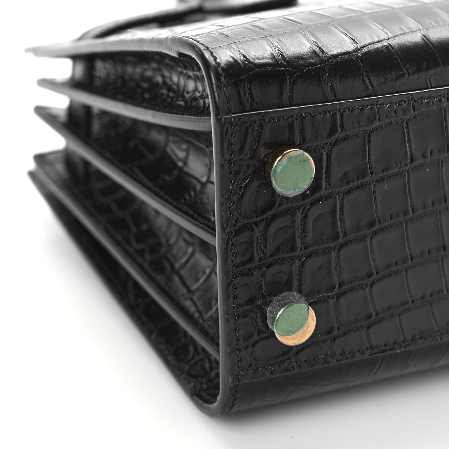 Saint Laurent Calfskin Crocodile Embossed Nano Sac De Jour Black 7 of 8