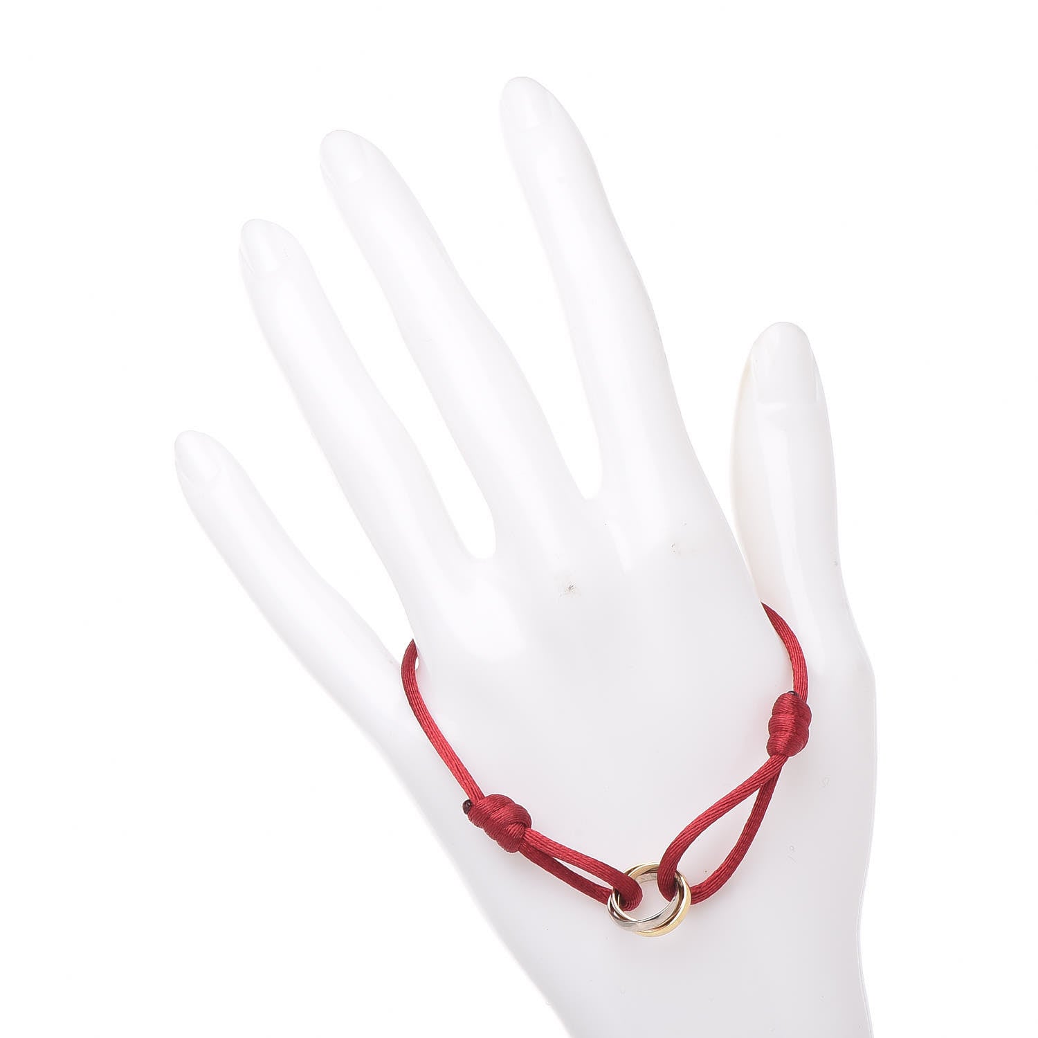 Cartier 18K Pink Yellow White Gold Trinity Cord Bracelet Red 2 of 4