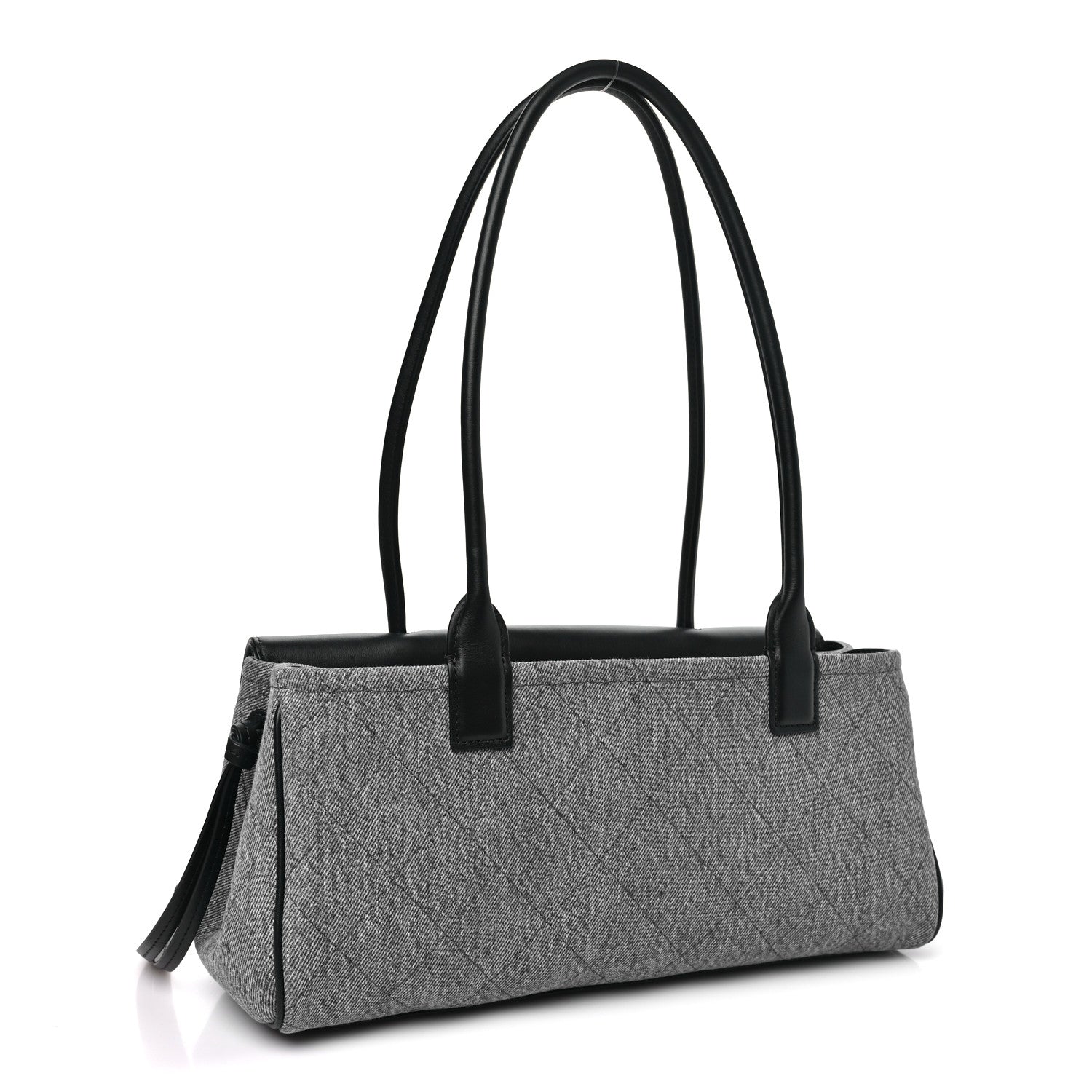 Chanel Calfskin Denim Stitched Urban Essentials Small Shopping Bag Blue Black 2 of 10