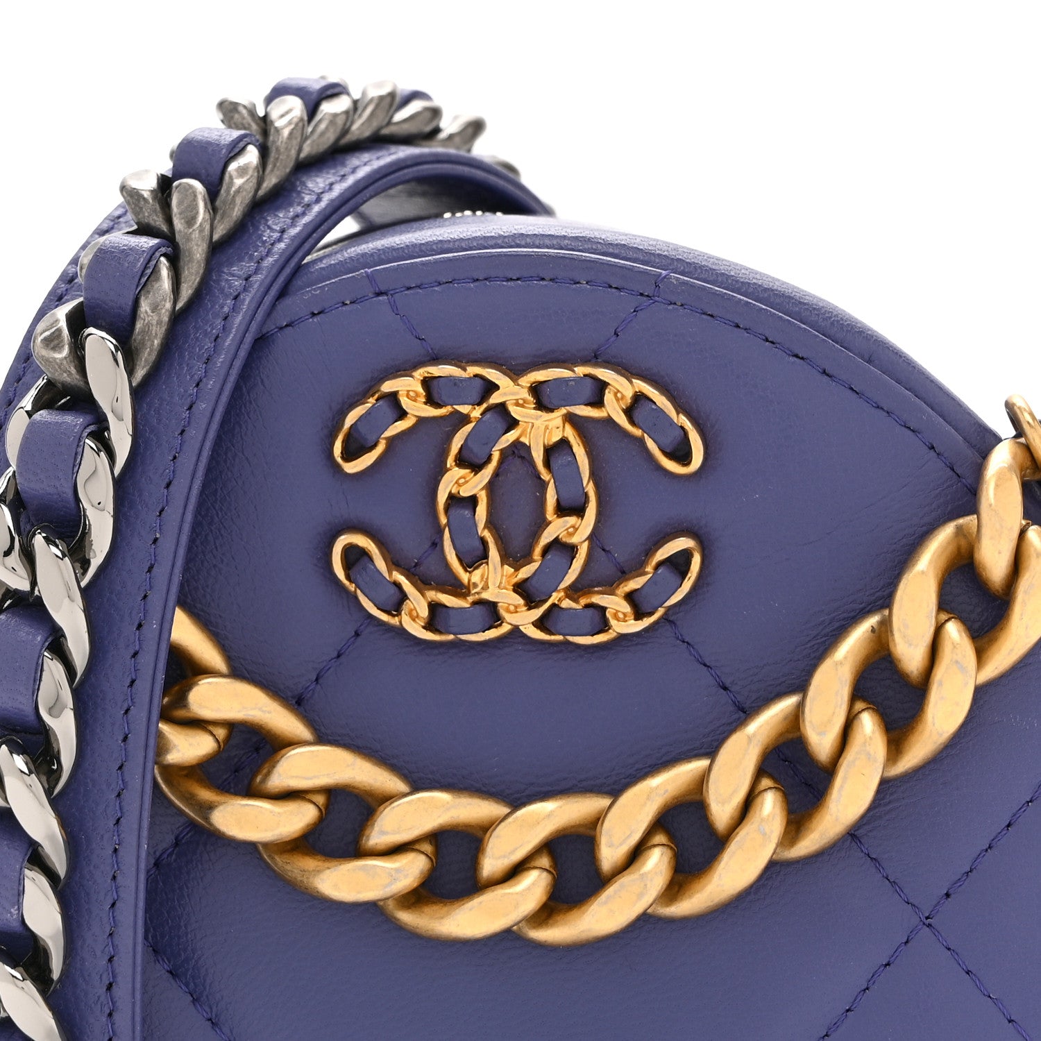 Chanel Lambskin Quilted Chanel 19 Round Clutch With Chain Purple 8 of 10