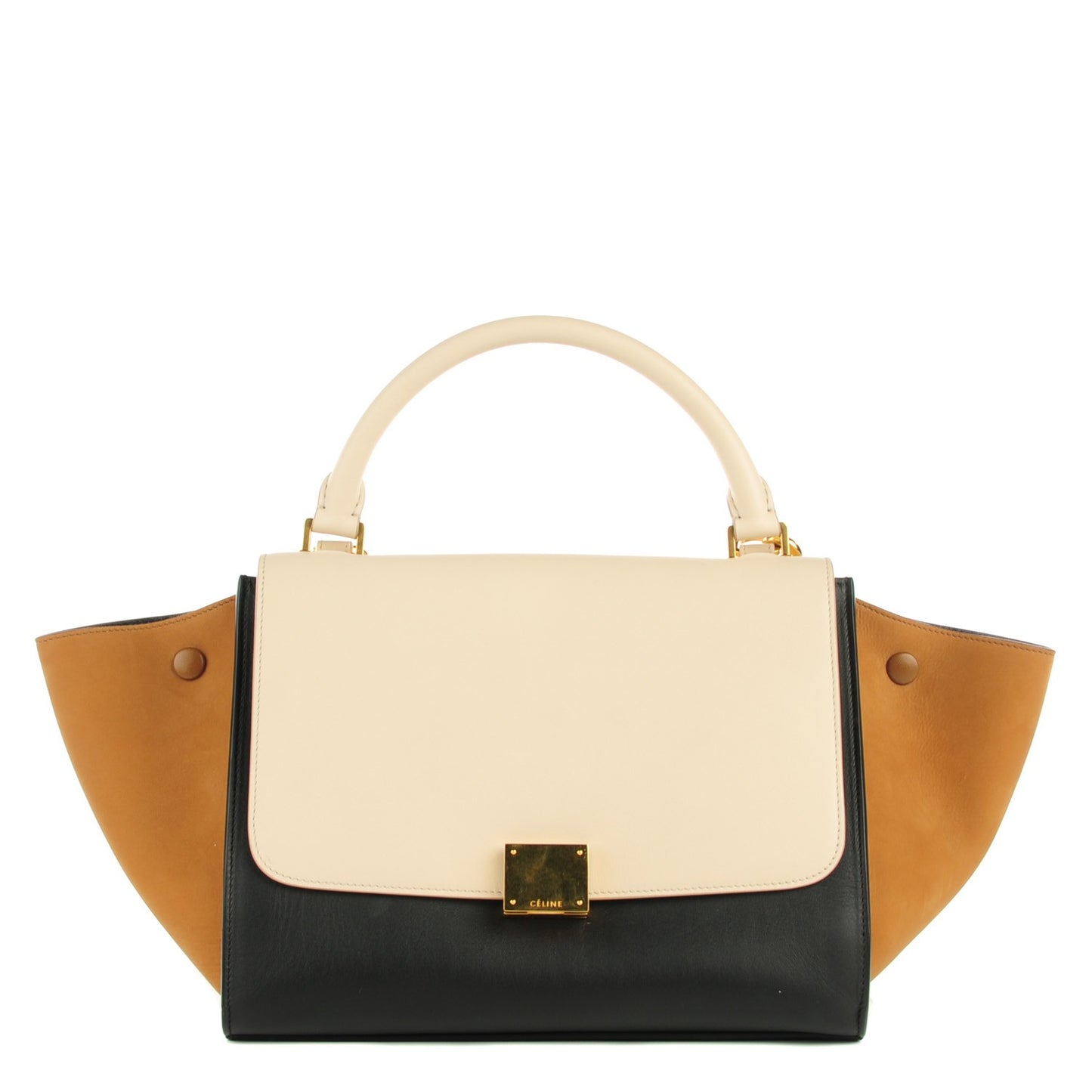 Smooth Calfskin Suede Small Tri-Color Trapeze White
