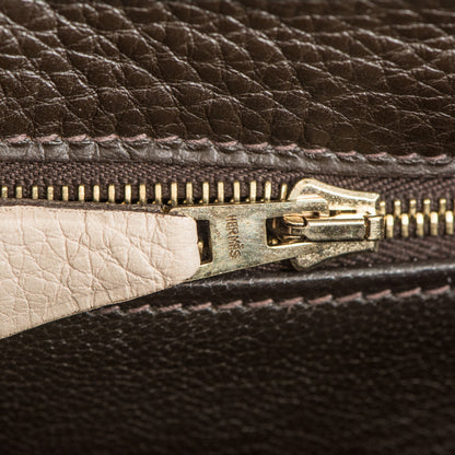 Hermes Taurillon Clemence Tri-Color Kelly Retourne 35 Tabac Camel Ebene Parchemin 22 of 26
