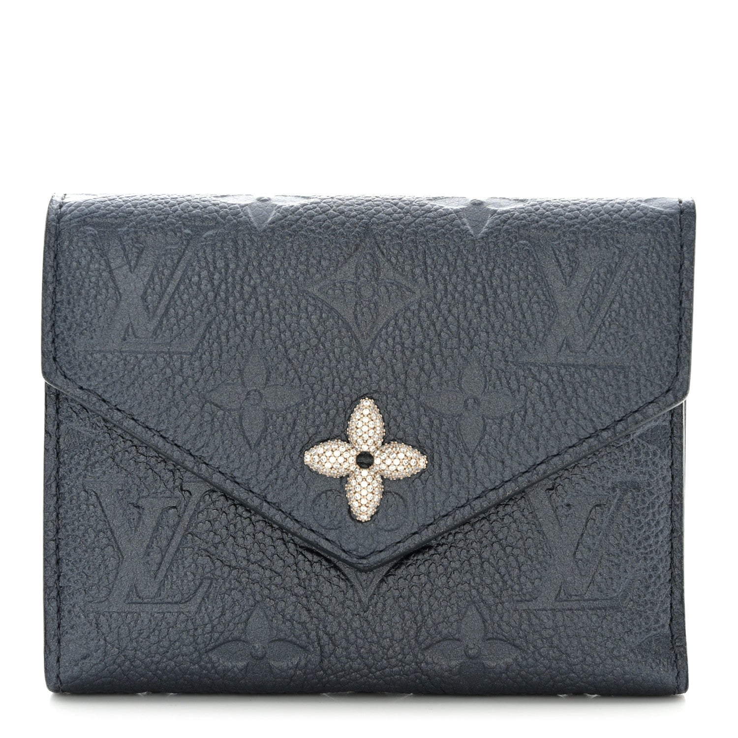 Louis Vuitton Empreinte Monogram Flower Victorine Wallet Navy Blue 1 of 7