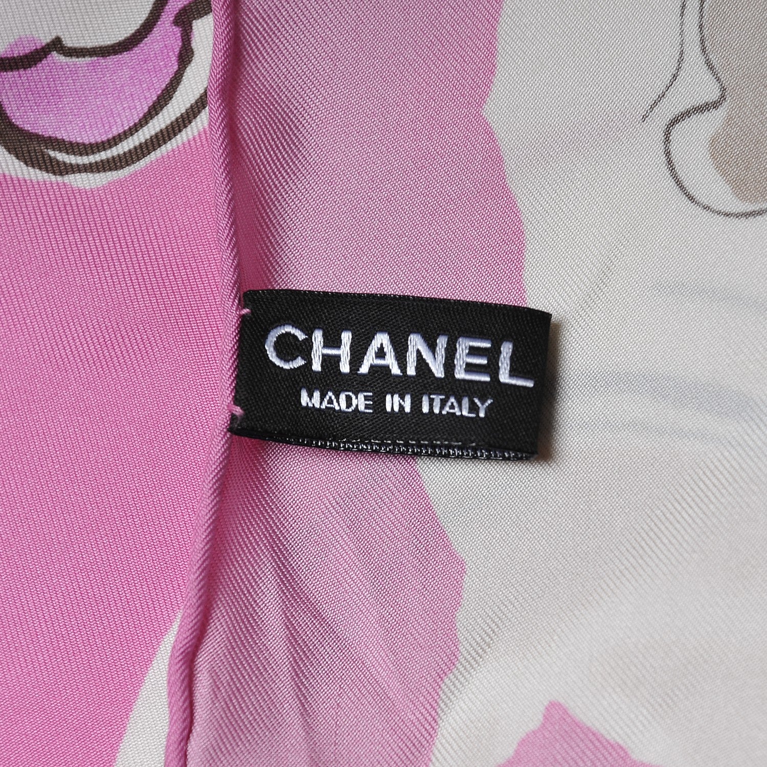 Chanel Silk CC Camellia Clover Heart Scarf Pink 7 of 8