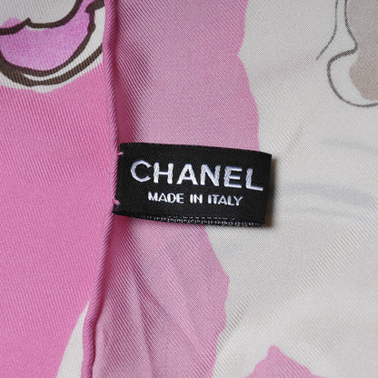 Chanel Silk CC Camellia Clover Heart Scarf Pink 7 of 8