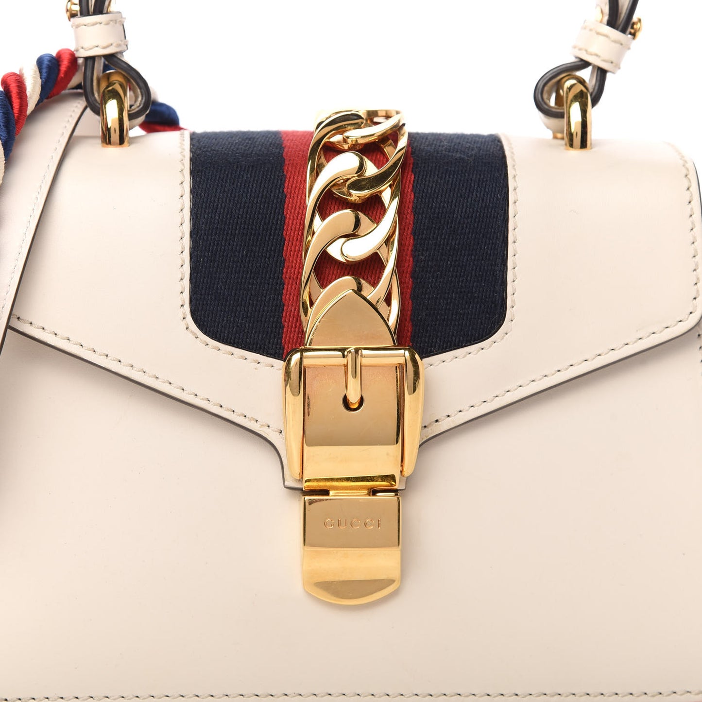 Calfskin Mini Sylvie Top Handle Bag White
