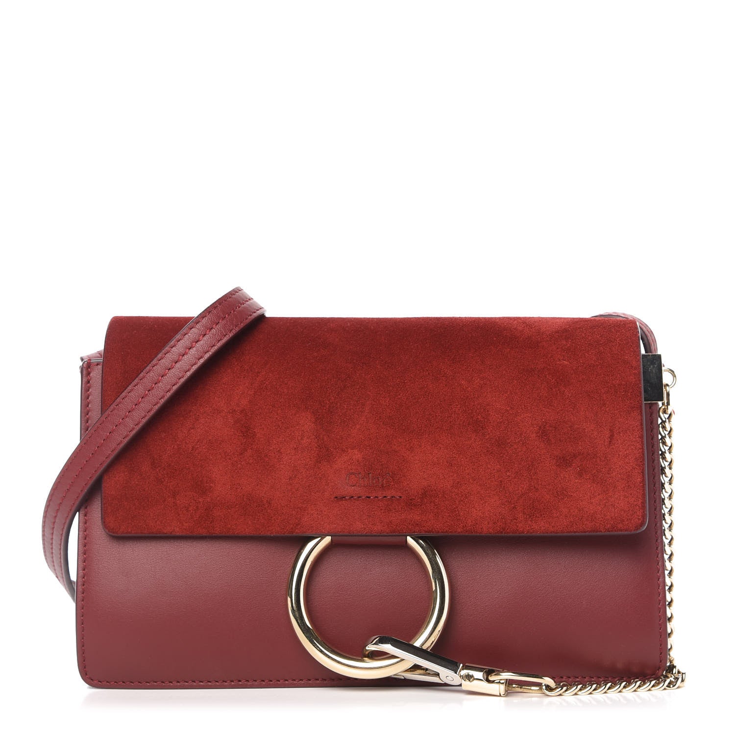 Chloe Suede Calfskin Small Faye Shoulder Bag Plum Purple 1 of 10