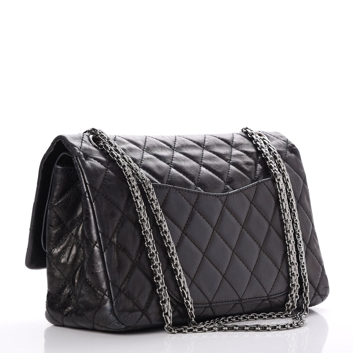 Metallic Aged Calfskin Quilted 2.55 Reissue 227 Flap Black