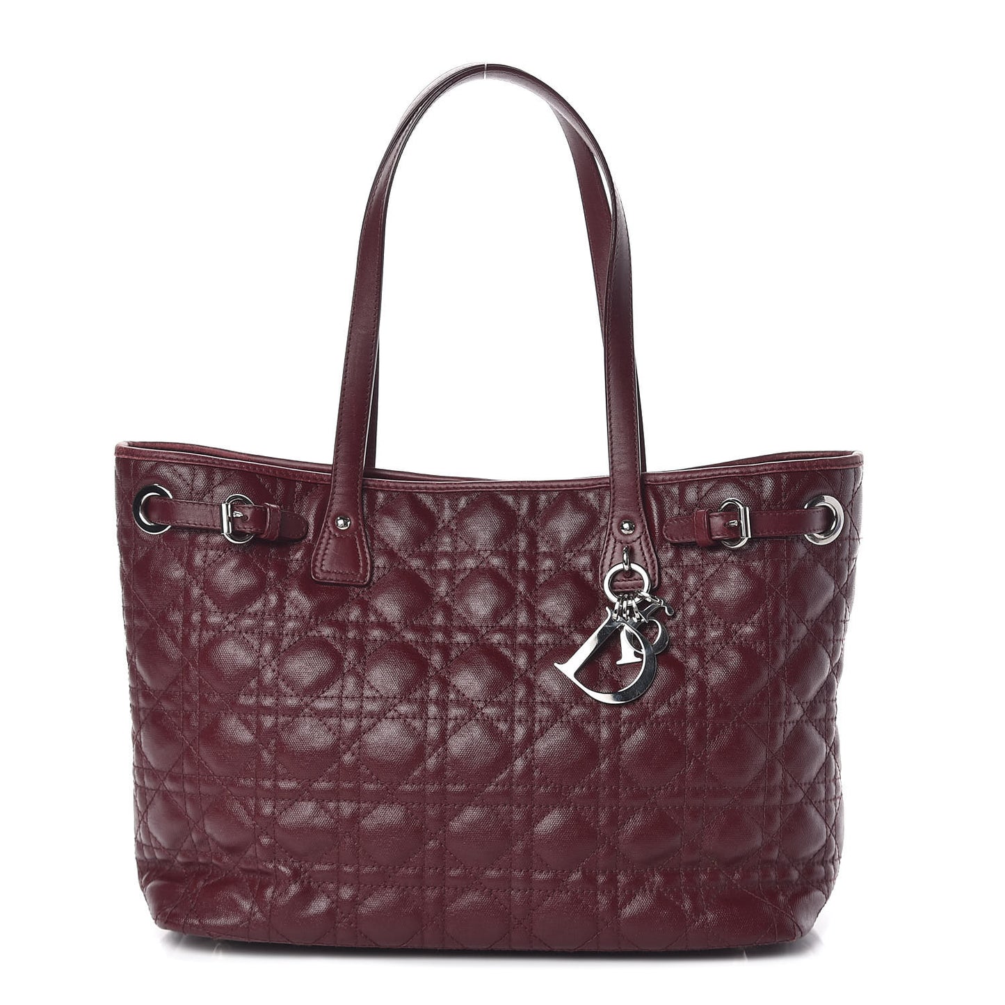 Coated Canvas Cannage Medium Panarea Tote Burgundy