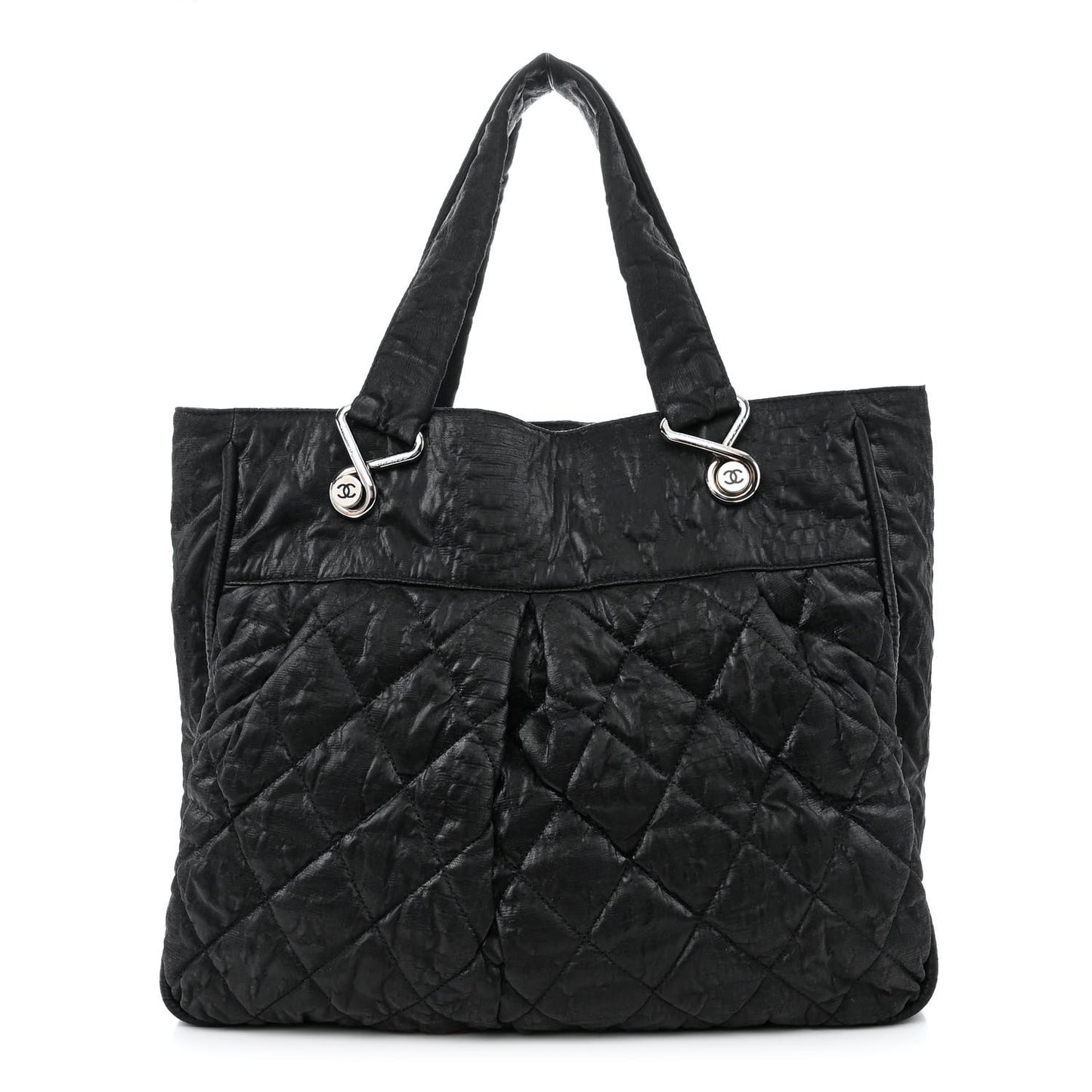 Crinkled Coated Canvas Le Marais Large Tote Black
