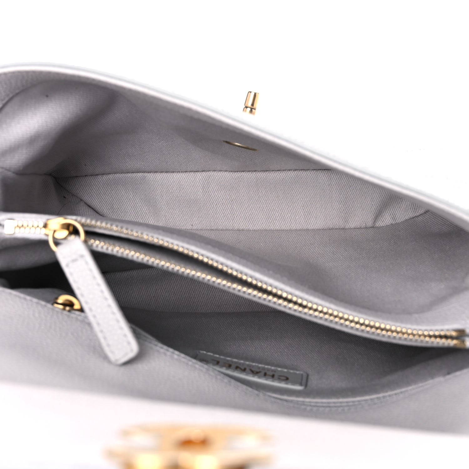 Chanel Grained Calfskin Small Stitched Flap Grey 5 of 12