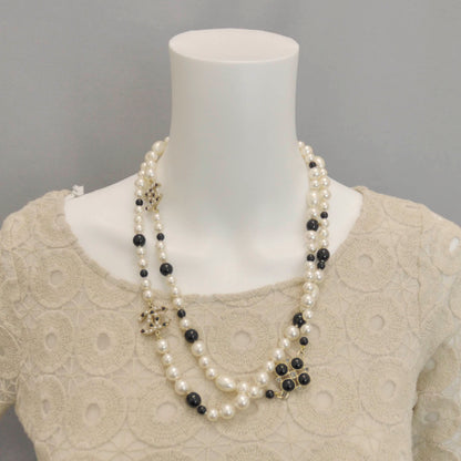 Chanel Long Pearl Gripoix CC Necklace Black White 08P 3 of 7