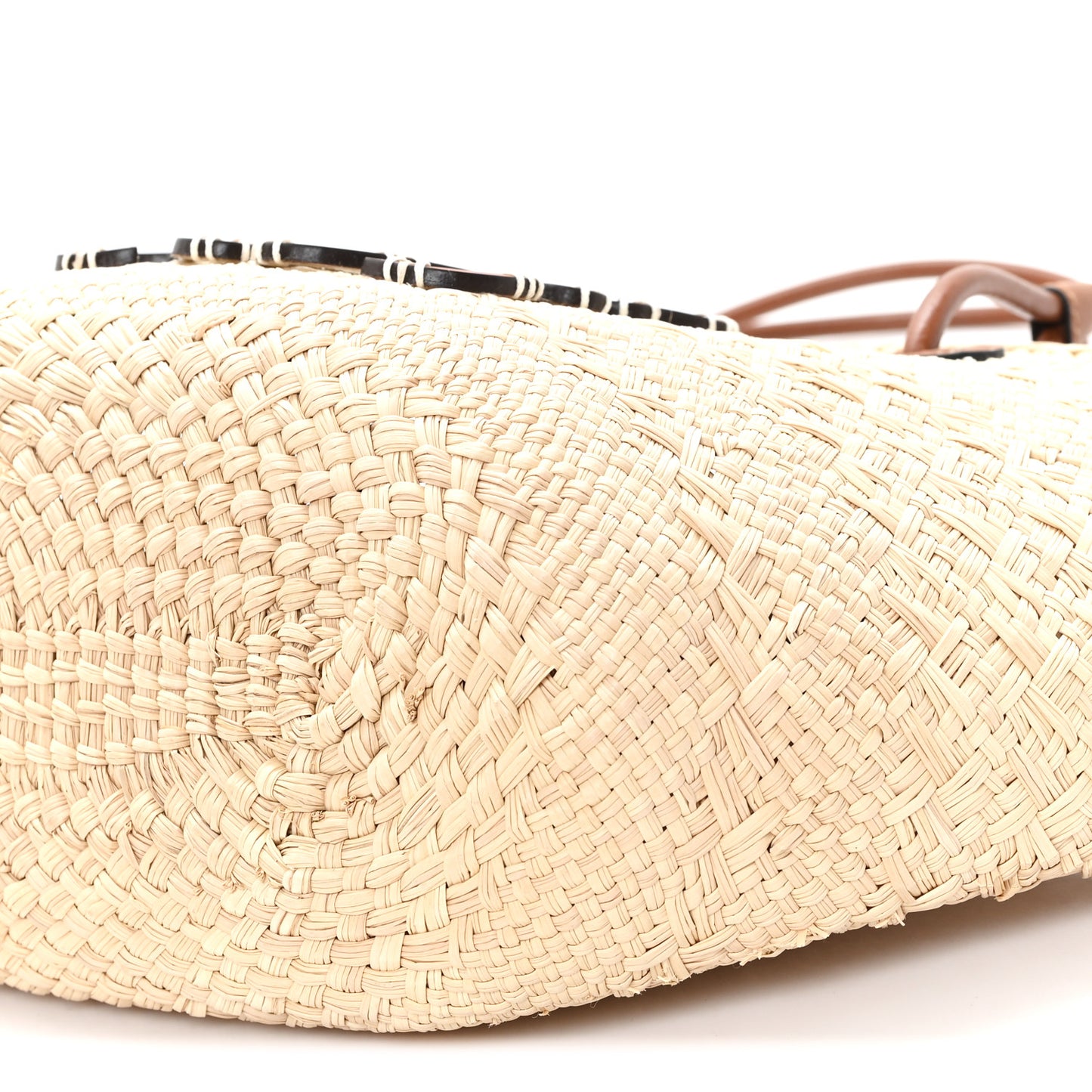Calfskin Raffia Paulas Ibiza Small Anagram Basket Tote Bag Natural Tan