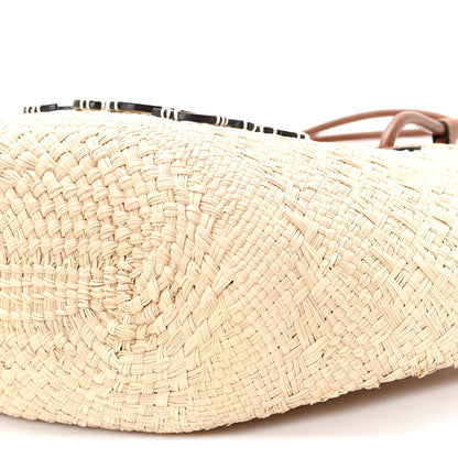 Loewe Calfskin Raffia Paulas Ibiza Small Anagram Basket Tote Bag Natural Tan 10 of 10