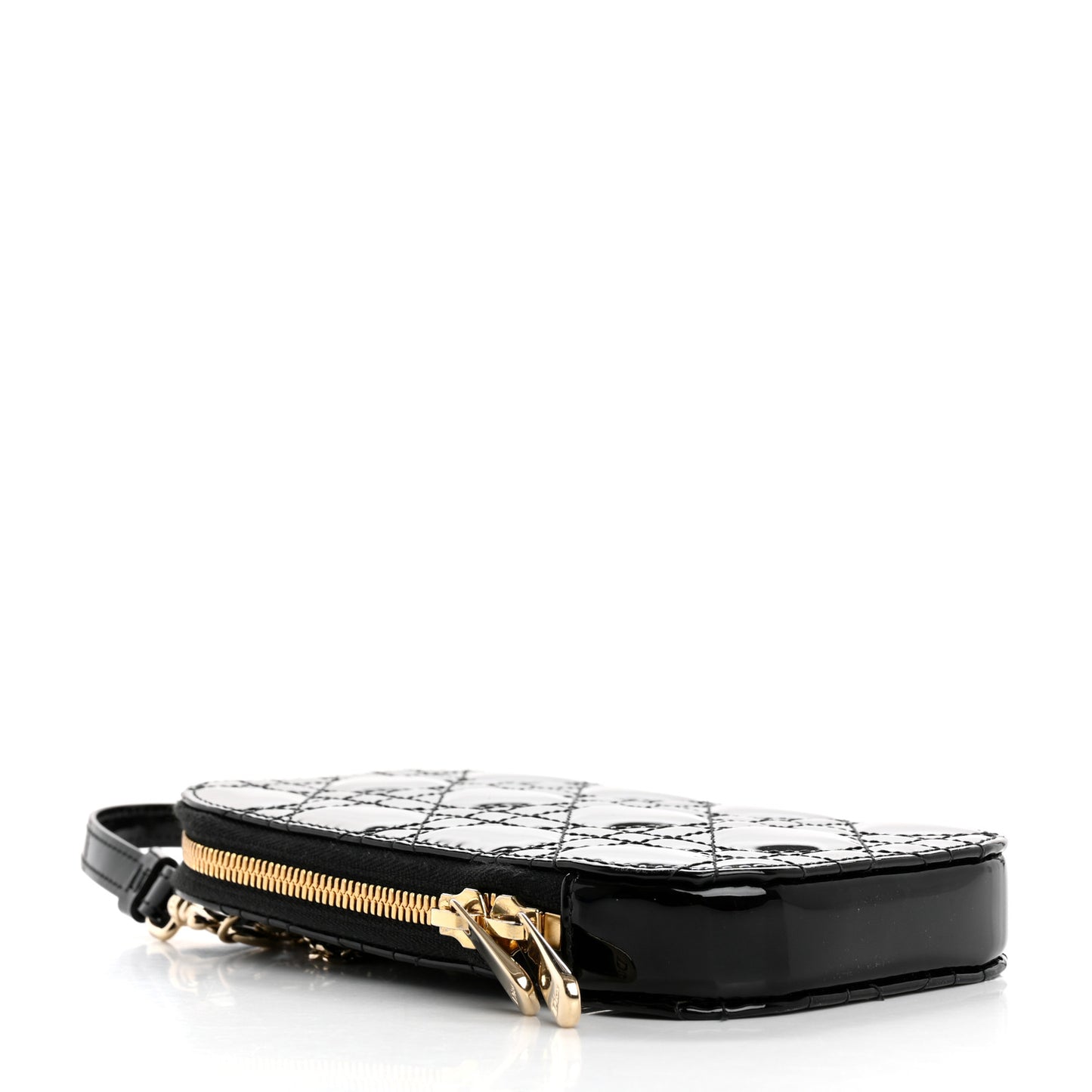 Patent Cannage Lady Dior Phone Holder Black