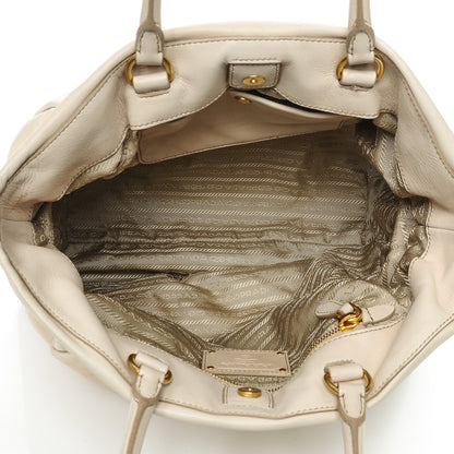 Prada Soft Calf Pleated Shopping Tote Talco 7 of 9