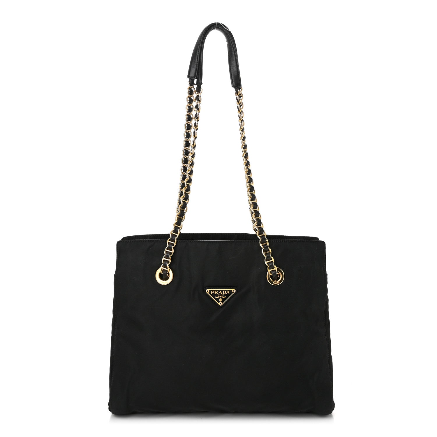 Prada Tessuto Nylon Acciaio Chain Shoulder Bag Black 1 of 11