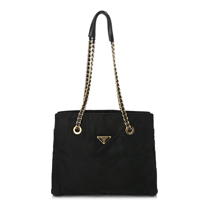 Prada Tessuto Nylon Acciaio Chain Shoulder Bag Black 1 of 11