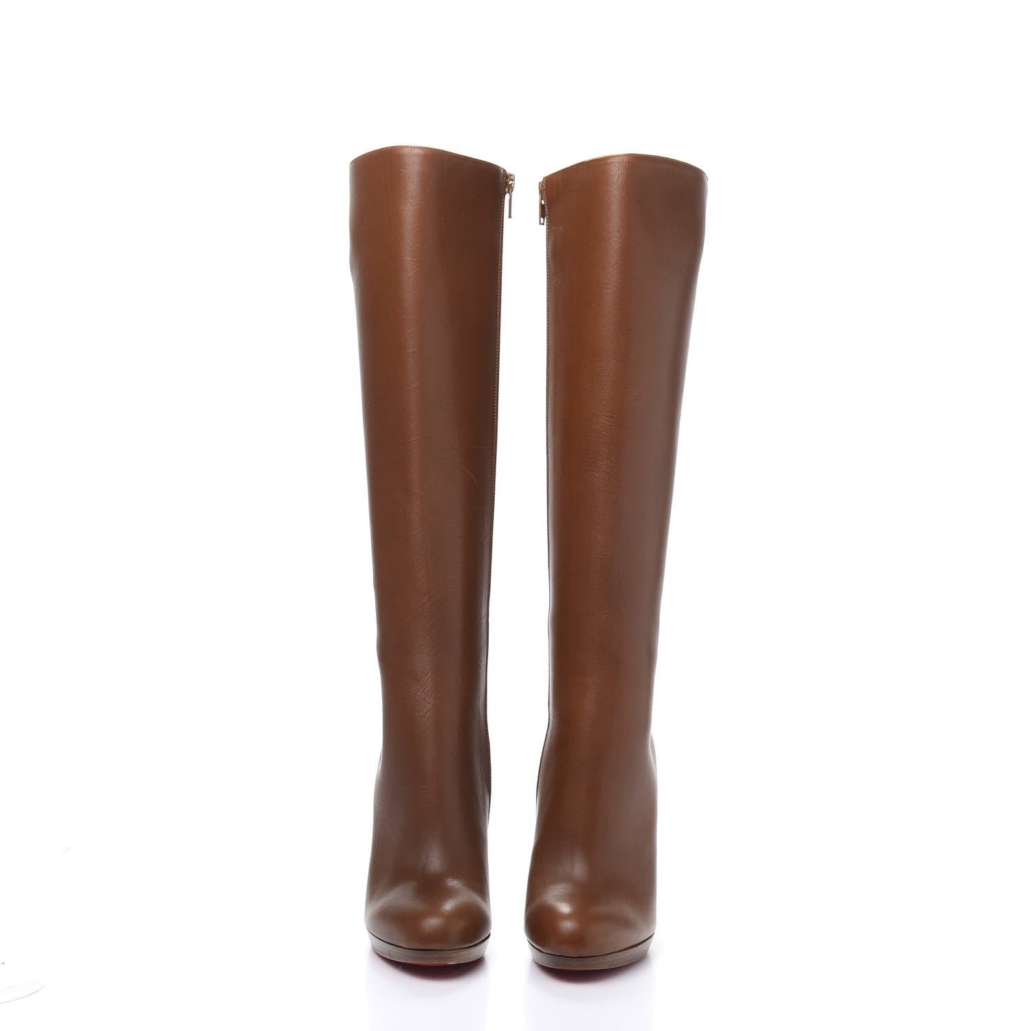 Christian Louboutin Calfskin Brosse Mirabelle 120 Tall Boots 36 Cuoio 2 of 14