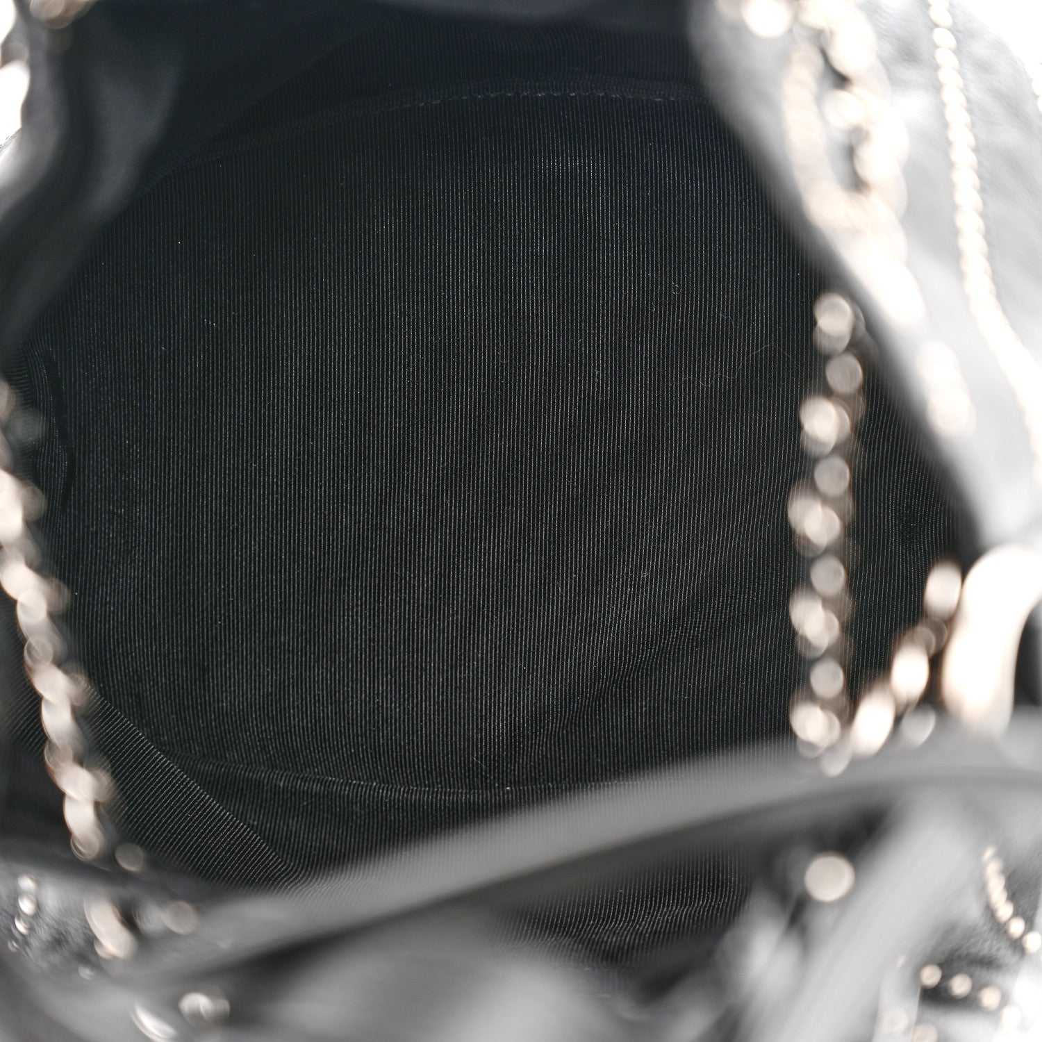 Chanel Calfskin Studded Chevron Quilted Stud Wars Drawstring Bag Black 5 of 11