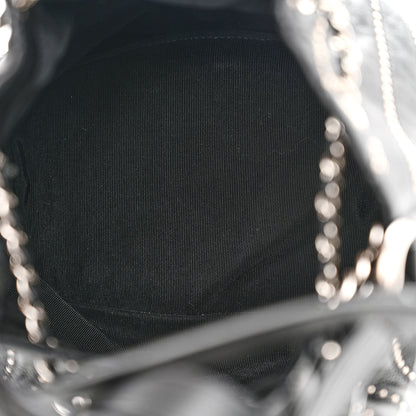 Chanel Calfskin Studded Chevron Quilted Stud Wars Drawstring Bag Black 5 of 11