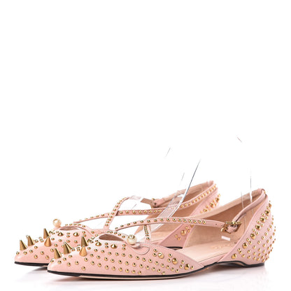 Gucci Malaga Kid Studded Pointed Toe Unia Flats 39.5 Perfect Pink 3 of 8