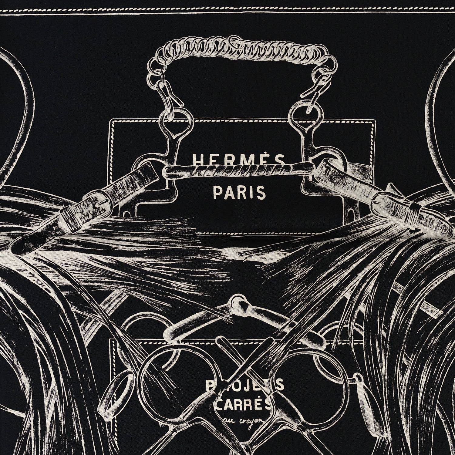 Hermes Silk Project Carres Scarf 90 Black White 2 of 4