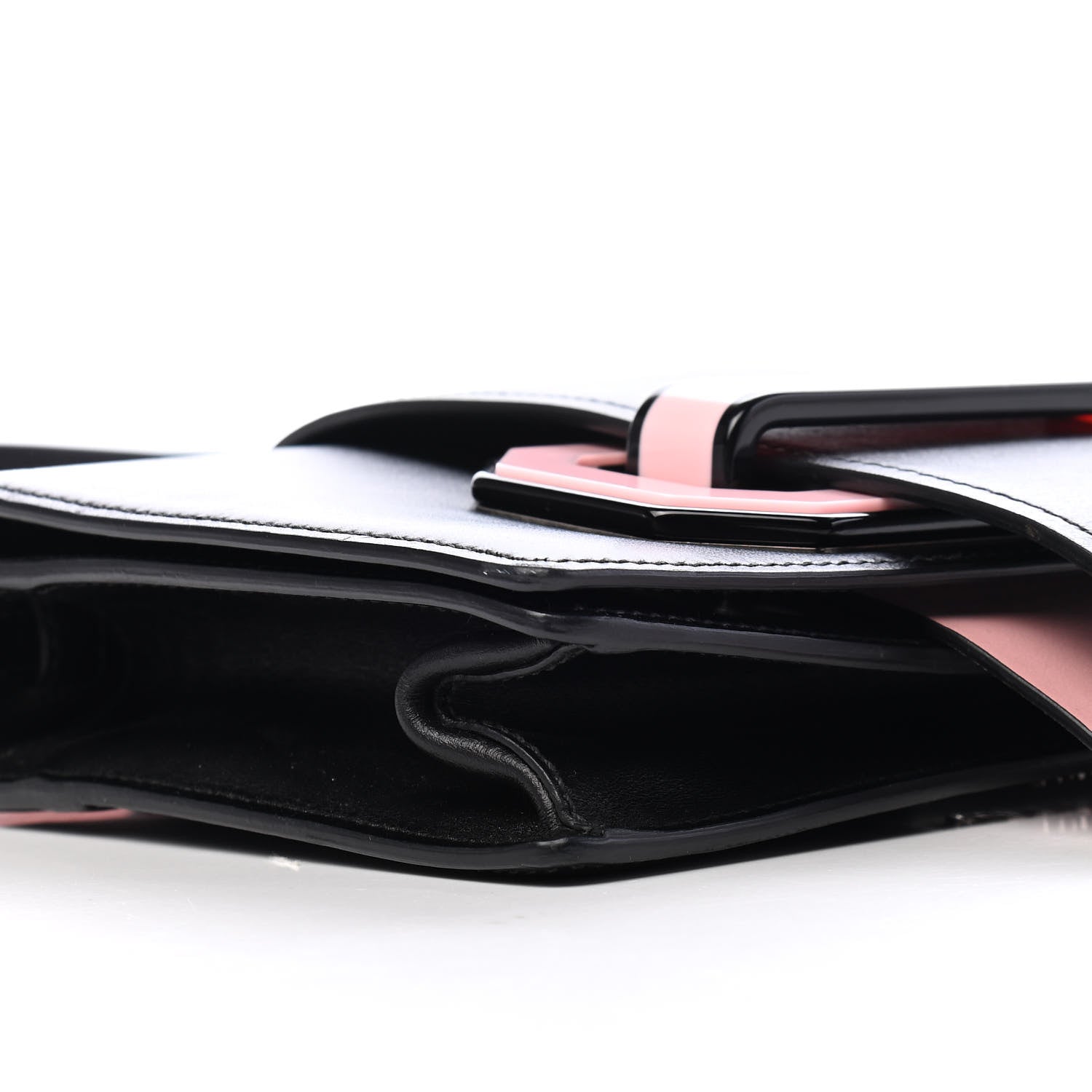 Prada City Calf Plex Ribbon Bag Black Rosa 7 of 9