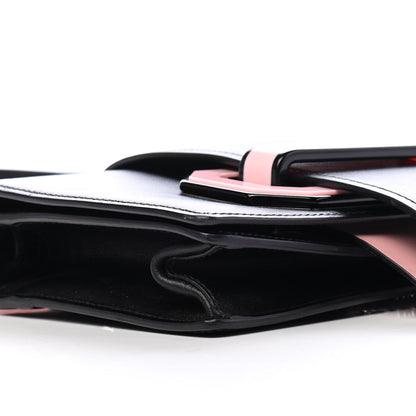 Prada City Calf Plex Ribbon Bag Black Rosa 7 of 9